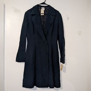NWT The Little Black Dress- Women's Navy Blue Overcoat-Milano Italy-Size 12